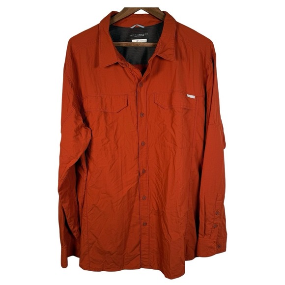 Columbia Mens Omni Shade Sun Protection Long Sleeve Sunset Red‎ Orange  XXL TG - Picture 1 of 8